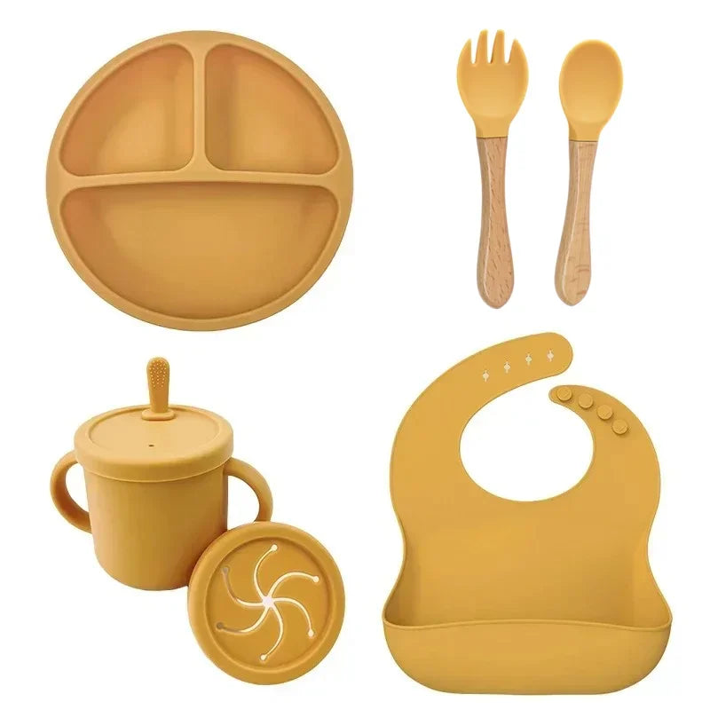 Silicone baby feeding set with suction plate, bowl and spoon - photo 8
