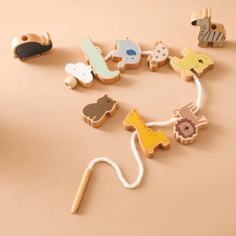 Wooden animal threading and lacing toy – photo 3