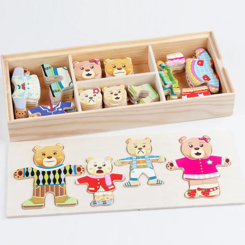Wooden bear dress-up puzzle – photo 2