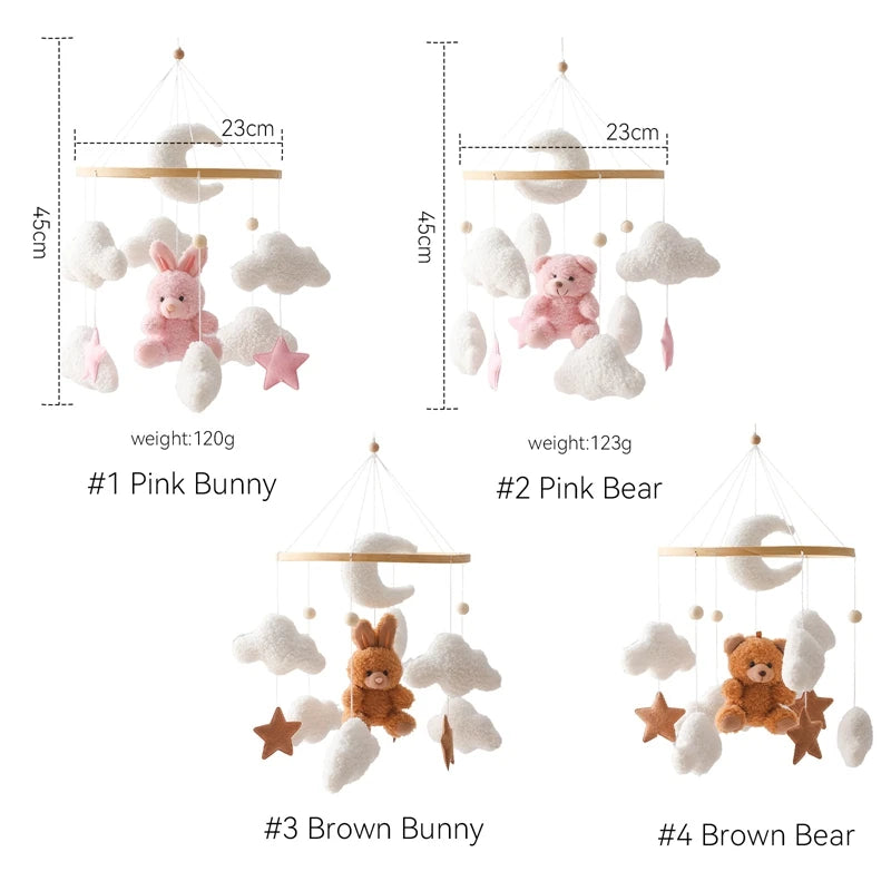 Wooden crib mobile felt bear – photo 6