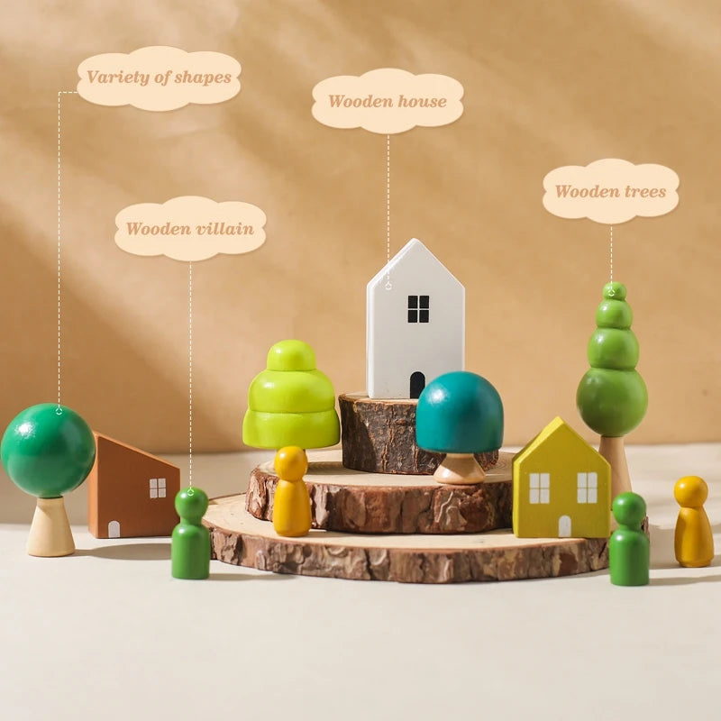 Wooden forest stacking blocks, Montessori sensory toy - photo 3