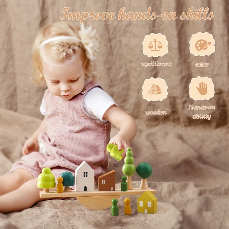 Wooden forest stacking blocks, Montessori sensory toy - photo 5
