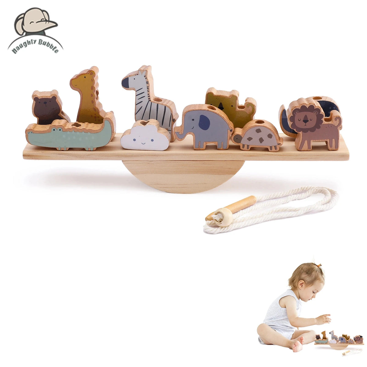 Wooden forest stacking blocks, Montessori sensory toy - photo 7