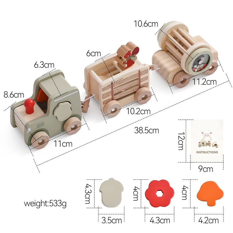 Wooden train stacking toy, Montessori learning toy - photo 11