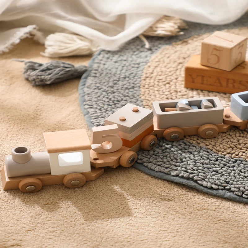 Wooden train stacking toy, Montessori learning toy - photo 6